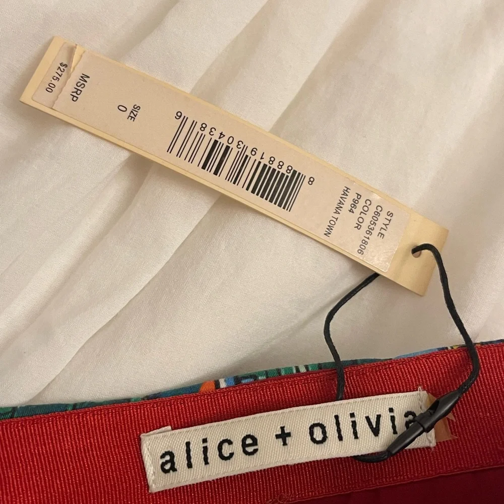 Alice + Olivia Red and Blue Mini Skater Skirt - Picture 4 of 8